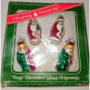 Vintage Hand Decorated Glass Christmas Ornaments By Bradford Novelty - Set Of 4
